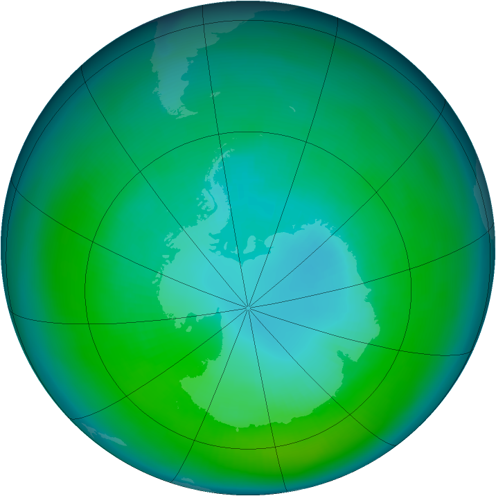 Antarctic ozone map for April 1981